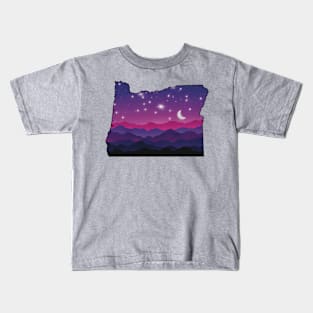 Oregon mountains at night Kids T-Shirt